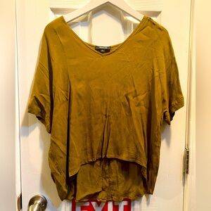 Madewell Oversized High-Low Button Back Pea Green/Yellow Blouse Size Small